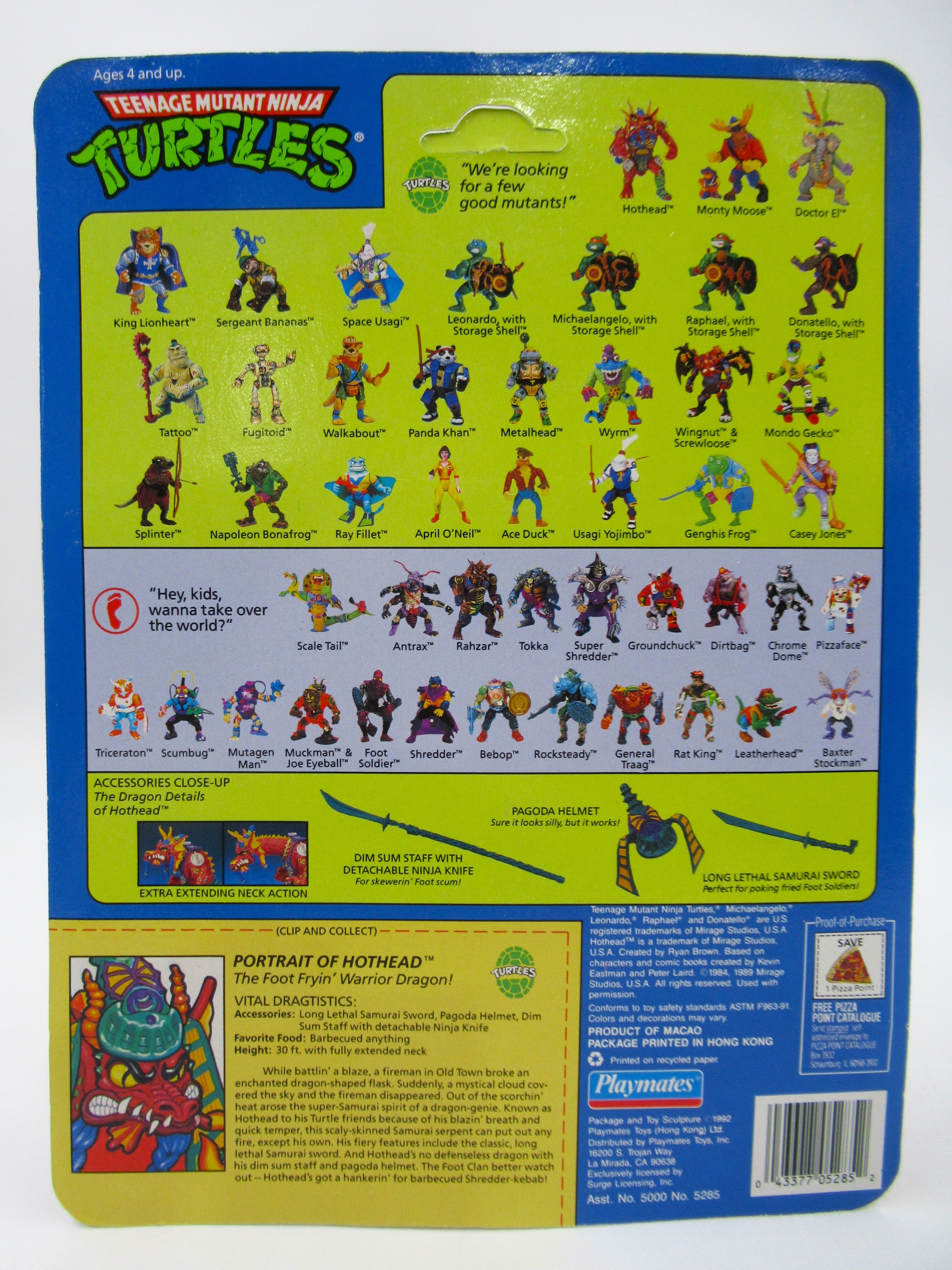 Teenage Mutant Ninja Turtles Hothead 4.5" Figure TMNTs - Playmates (1992)